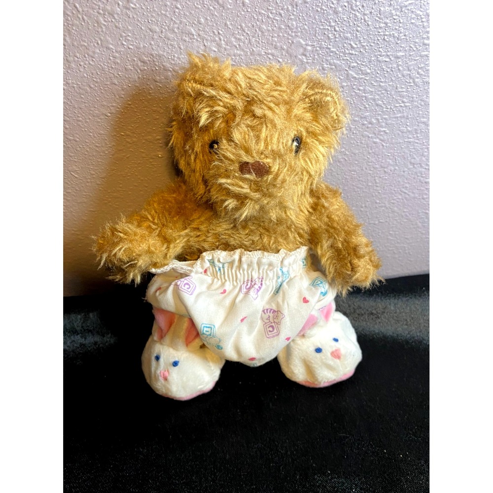 Build a Bear Hasbro Teddy Bear 2004 Brown Plush Stuffed Animal 6" Bunny Slippers